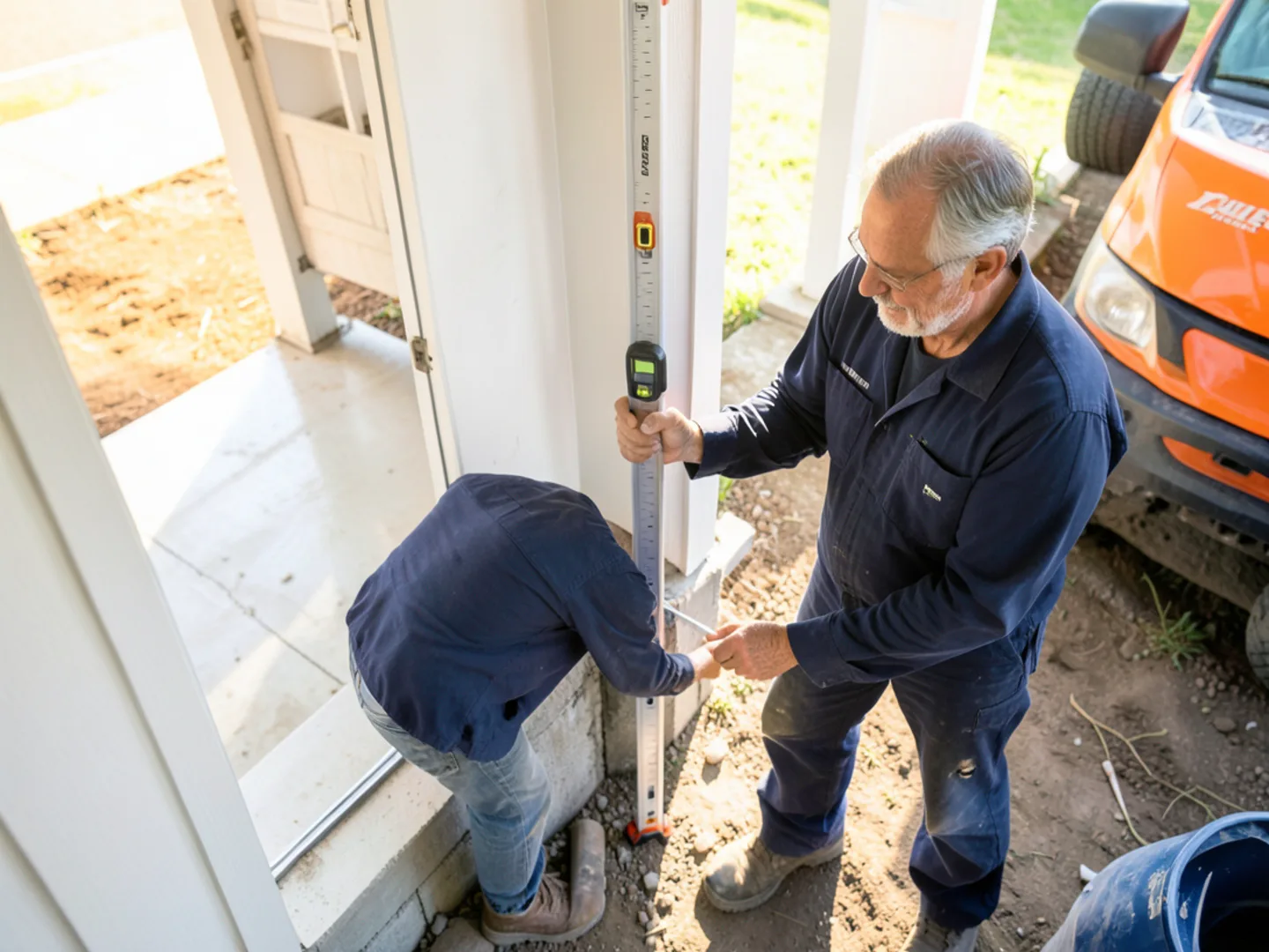Checking foundation wall integrity during controlled water pumping after flood