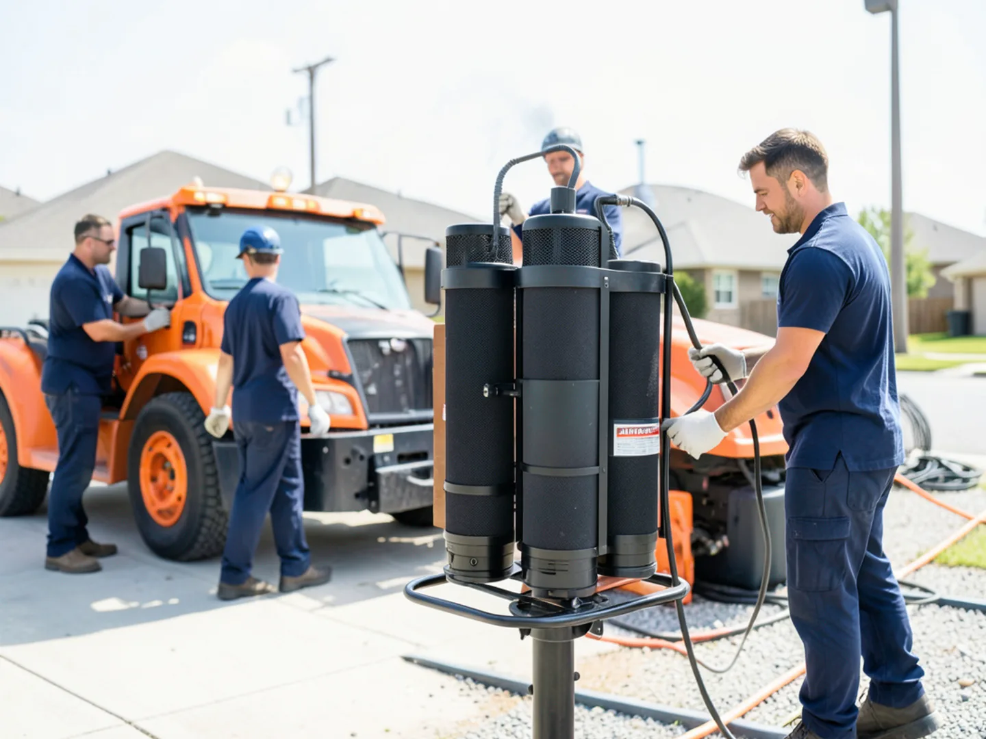 Commercial air scrubber with activated carbon filters neutralizing smoke odors