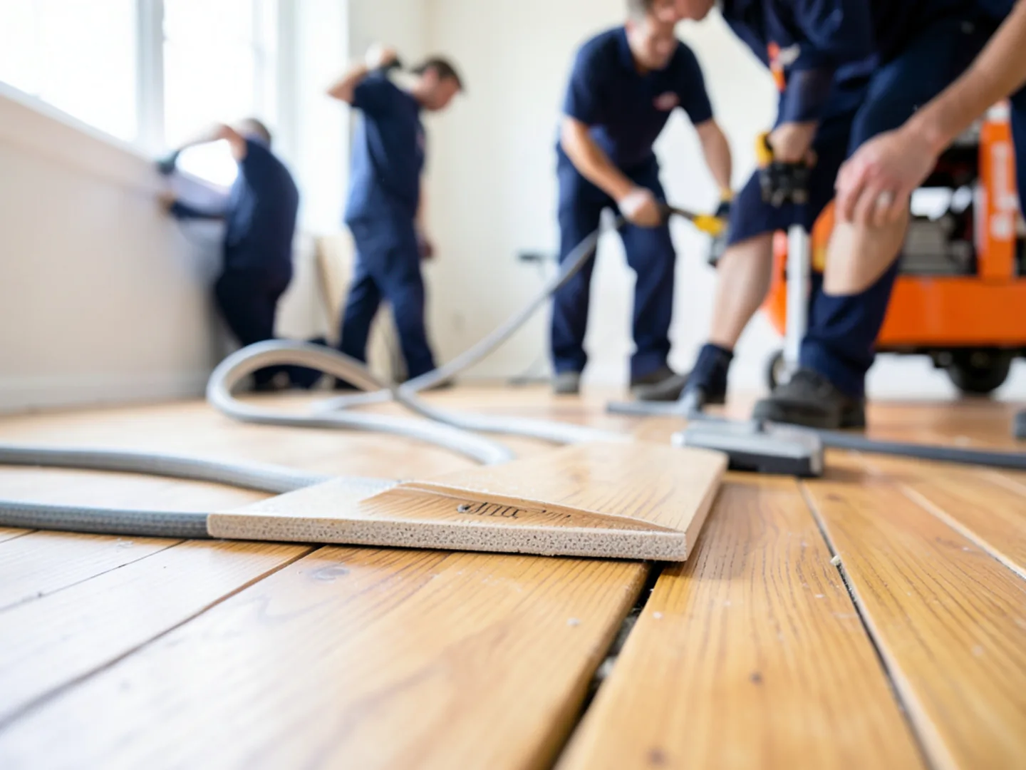 Injectidry floor mat system drawing moisture out of cupped oak hardwood flooring