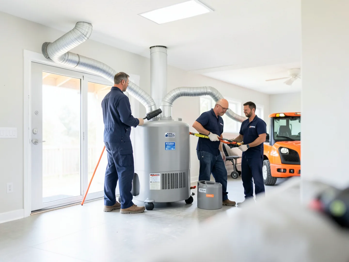 LGR commercial dehumidifiers lined up for rapid moisture removal